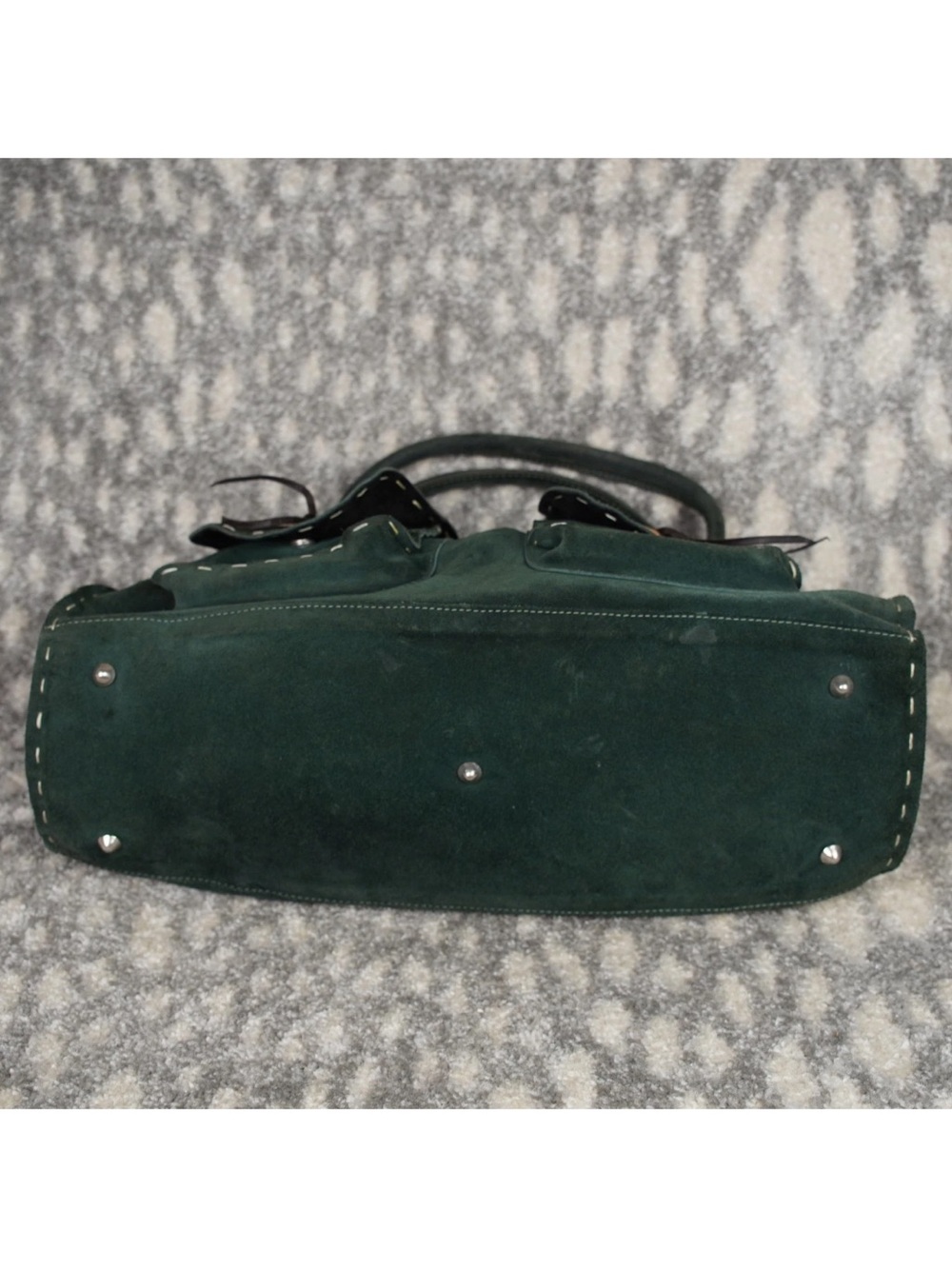 Rare Tylie Malibu Western Suded Leather Hand Bag Purse Green Stitching Hunting - Picture 4 of 14